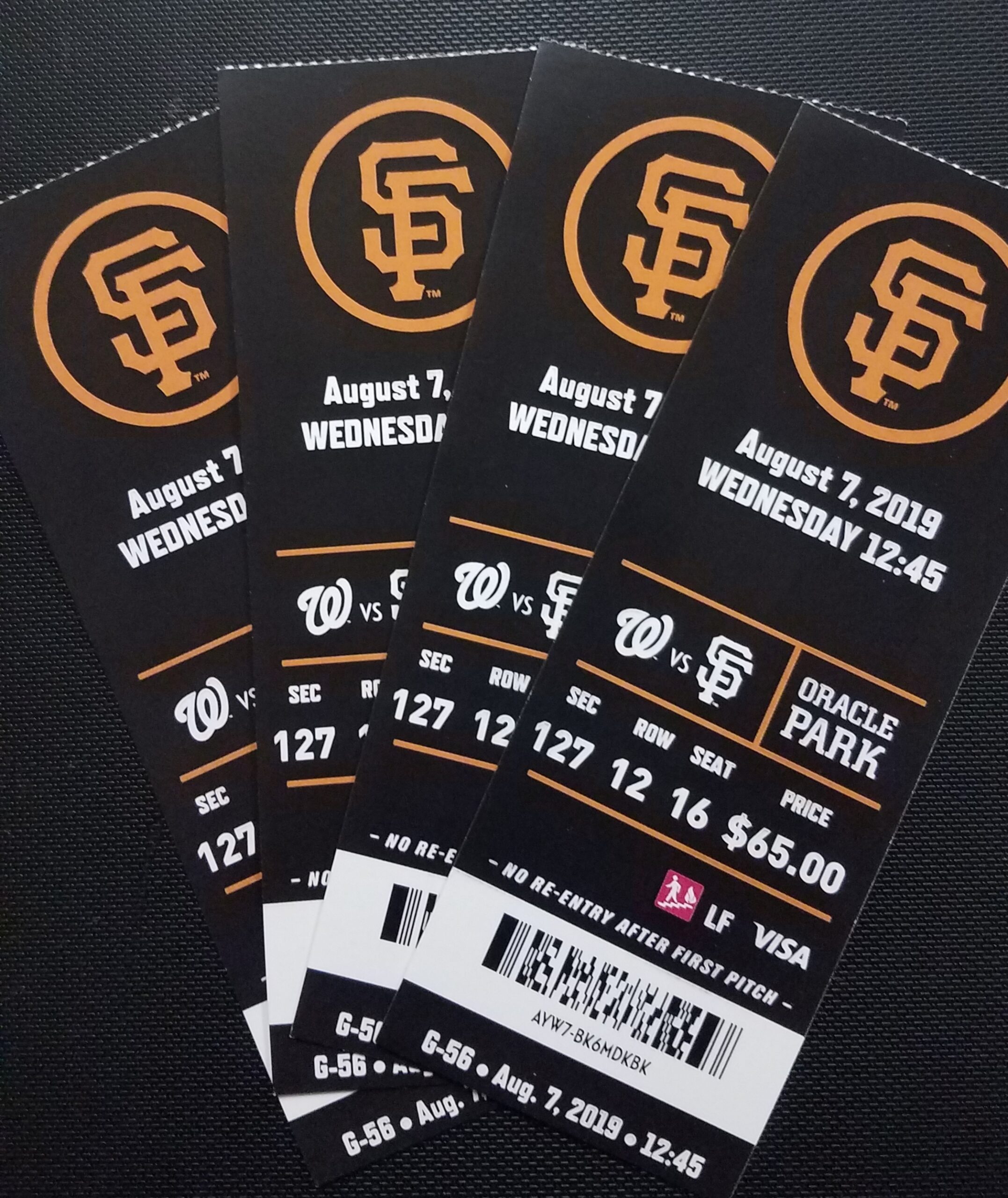 Giants vs. Nationals Field Level Seats