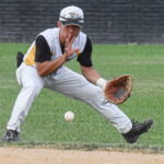 Second baseman Jonathan Kumai fields a grounder.