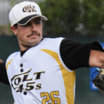 Right-handed pitcher Connor Irvine delivers to the plate.