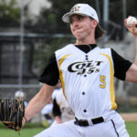 Left-handed pitcher David Salters delivers to the plate.