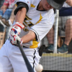 Drew Kaatz swings the bat and fouls one off (versus Santa Rosa Rosebuds, Sunday, May 28th).