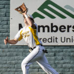 Centerfielder, Giacomo Crosetti, zeroes in on a fly ball for first out in the top of the fifth inning (versus Novato Knicks, Sunday, June 15th, 2023).