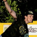 Colt 45s right-handed pitcher, Austin Pasma, releases the ball toward home plate (photographed by Bill Wagner on 2026-07-25).