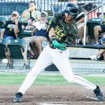 Colt 45s batter, Timmy Ayers, swings at the incoming pitch (photographed by Bill Wagner on 2026-07-25).